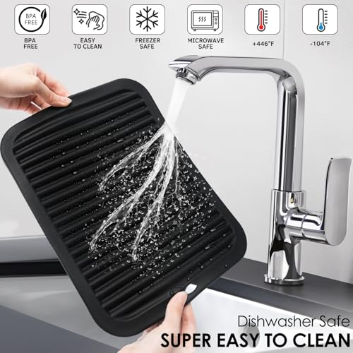 2 Pcs Silicone Trivets Black 16'' X 12'' Nonslip and Heat Resistant Hot Pads Trivets for Hot Pots and Pans Hot Pads for Kitchen (2 Count)