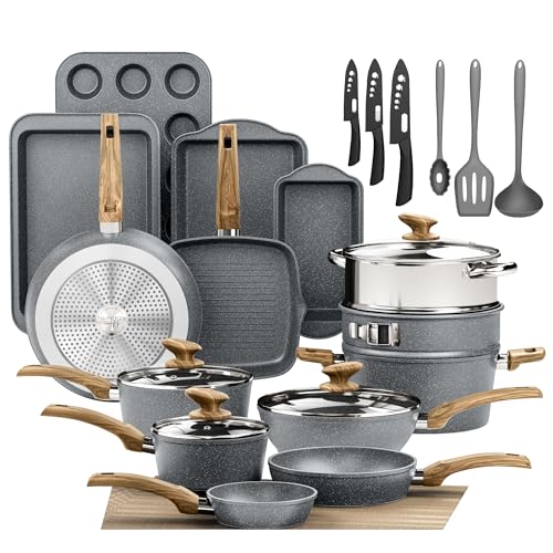Pots and Pans Set (Bgrey / 30 PCS Cookware Set)