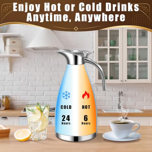 2 Pcs 68oz Thermal Coffee Carafe (Khaki Blue, Pink)