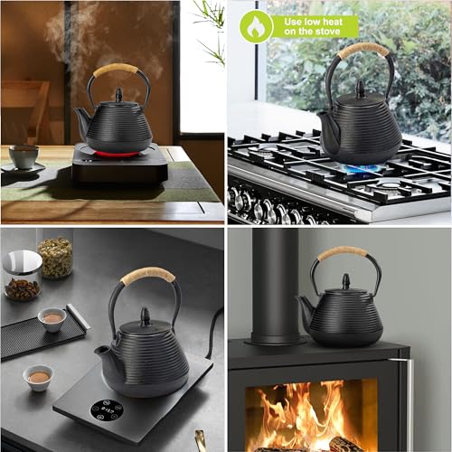 Japanese Tetsubin Tea Kettle Cast Iron Teapot with Stainless Steel Infuser 30 oz (Pagoda 30 oz / 900 ml)