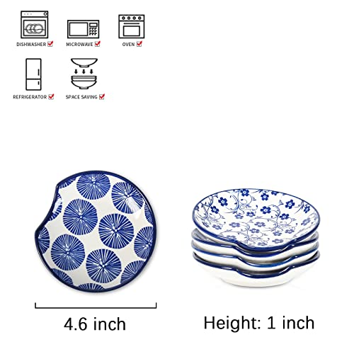 4.6 Inch Ceramic Spoon Rest for Stove Top (Vintage Blue)