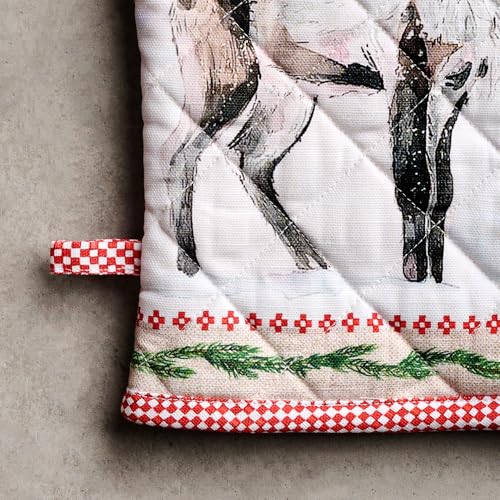 Maison d'Hermine Oven Gloves 100% Cotton Oven Mitt (116 - Rural Christmas / 7.5" x 13" (Oven Mitt))