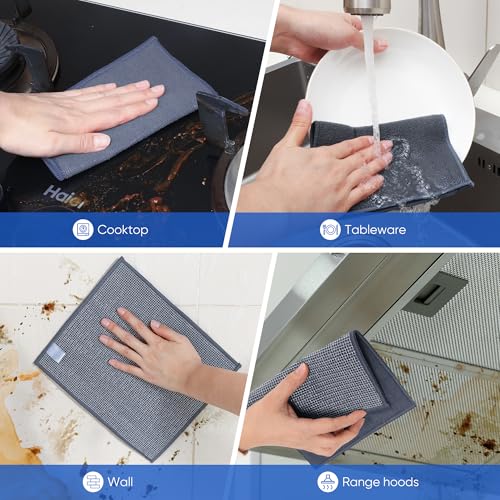 Non Scratch Wire Dishcloth (10pcs Double Layer Silver / 7.08x8.86-10Pack)
