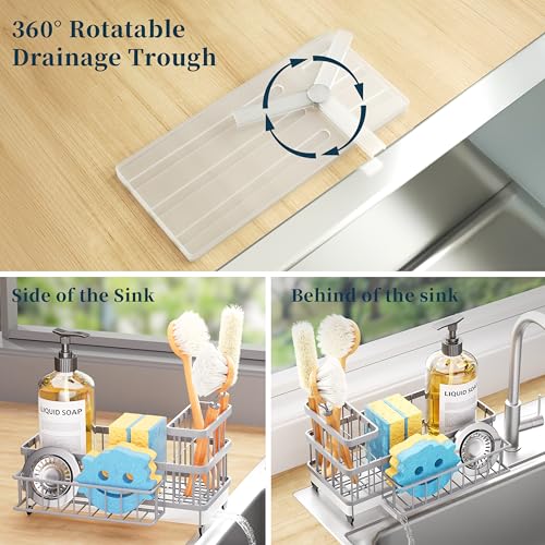 Sponge Holder for Kitchen Sink (Gray / Large)