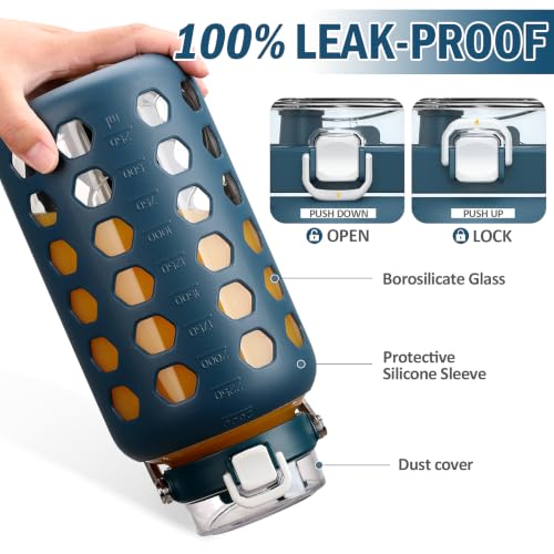 84 oz Glass Water Bottle (Blue / 84 Ounces)
