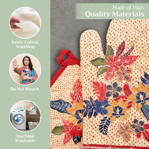 100% Cotton Oven Mitt & Pot Holder Set (064 - Kalahari / 7.5" x 13" & 8" x 8" (Oven Mitt & Pot Holder))