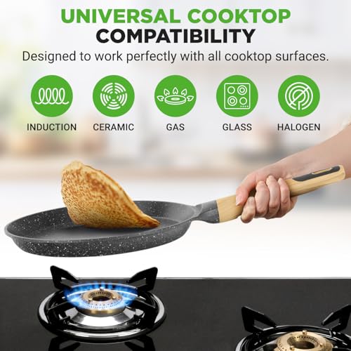 11” Non Stick Crepe Pan with Wooden Spreader (Black / 11")