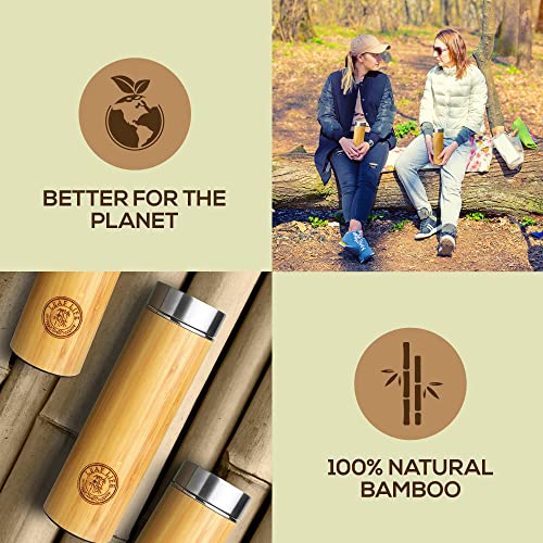 Premium Bamboo Tea Tumbler with Infuser for Loose Leaf Tea (22 Ounces)