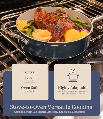 Premium G7 Ceramic Cookware Set (Navy Blue)