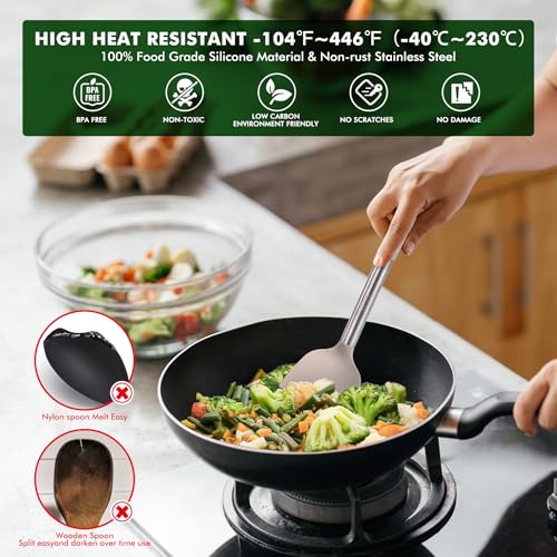 Silicone Kitchen Cooking Utensils Set (Khaki)