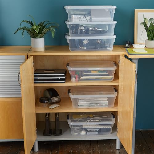 Cleverstore 17 Quart Clear Latching Waterproof Stackable Airtight Storage Containers with Durable Latching Lids (17 Qt – 6 Pack)