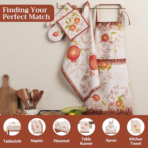 100% Cotton Oven Mitt & Pot Holder Set (128 - Vintage Harvest / 7.5" x 13" & 8" x 8" (Oven Mitt & Pot Holder))