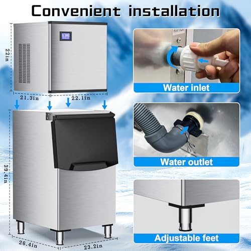 Commercial Ice Maker 500LB (500LBS/24H-156 Ice Cubes / large ice maker)