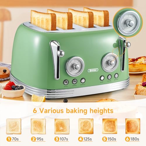 4‑Slice Retro Green Toaster Model TR03 (Green - 4 Slice)