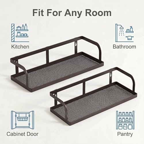 2 Pack 16.5" Extra Long Slim Hollowout Shower Caddy (Vintage Bronze / U-Shape Easy Access (16.5" Extra Long))