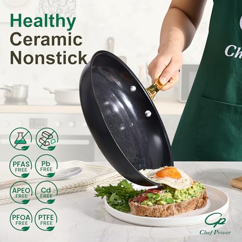 Ceramic Cookware Sets (Stone Black / 15Pcs Set)