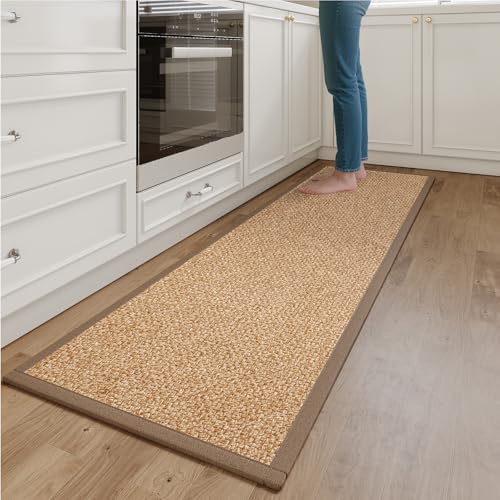 Kitchen Runner Rugs Non Slip Washable Long Kitchen Mats Brown 17"x59" (7 Sq Ft)