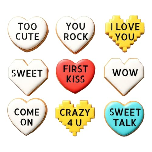 Mini Heart Cookie Cutter with Text Stencils Bundle (Conversation Heart Mini)