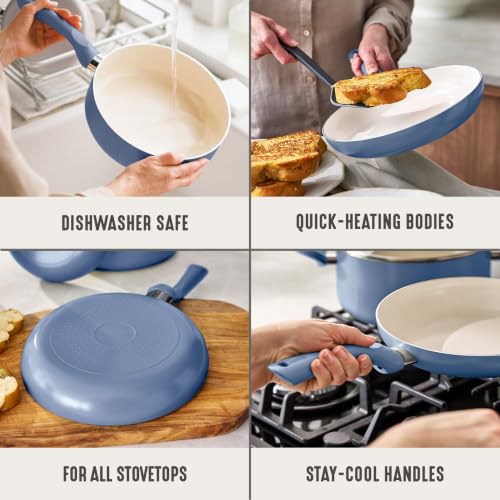 2 Piece 8" & 10" (8" and 10" Frying Pan Skillet Set / Slate Blue)