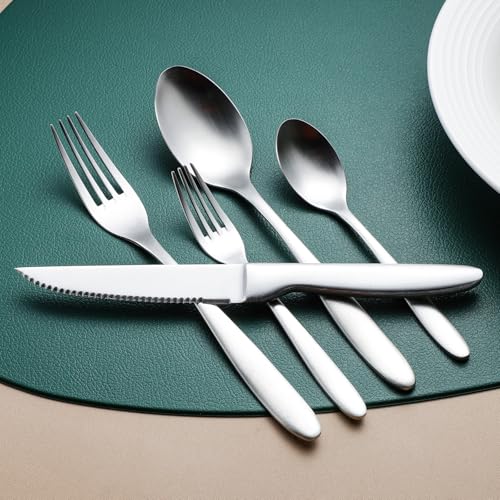 Silverware Set with Steak Knives (Matte silver with Steak Knives)