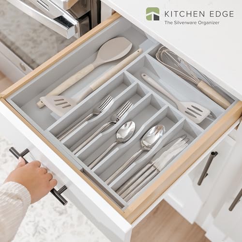 Silverware & Utensil Drawer Organizer (Gray Bamboo / From 10.5" to 19" Wide)