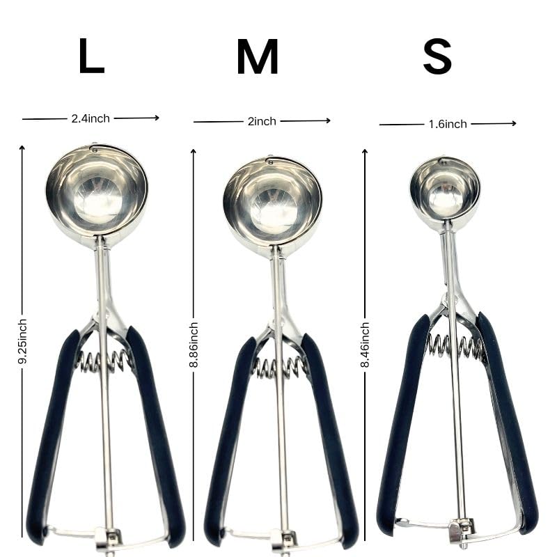 Cookie Scoop Set of 3 IceCream Scoop Set Stainless Steel Cookie Dough Scoop