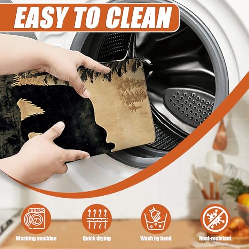 Forest Bear Dish Drying Mat for Kitchen Counter Microfiber Absorbent Dish Kitchen Drying Mat Draining Reusable Washable for Dishes