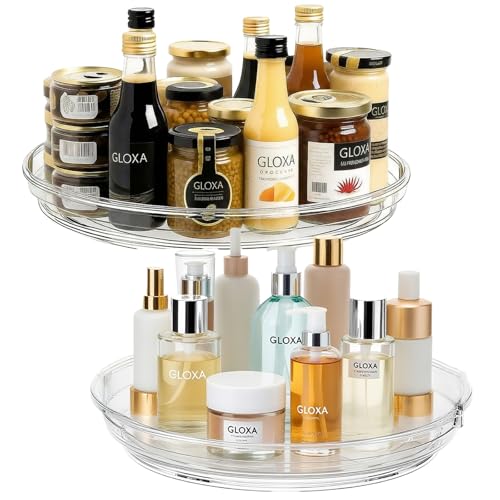 2 Pack Lazy Susan Turntable Organizer for Cabinet (2 PACK 1-Tier)
