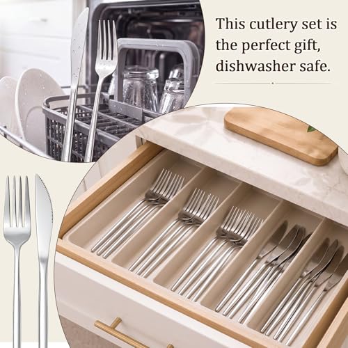 100 Pieces Stainless Steel forks and knives Dinner Flatware Set Tableware Cutlery for Butter Kitchen Restaurant (8.8 Inches，8.4 Inches / Silver)
