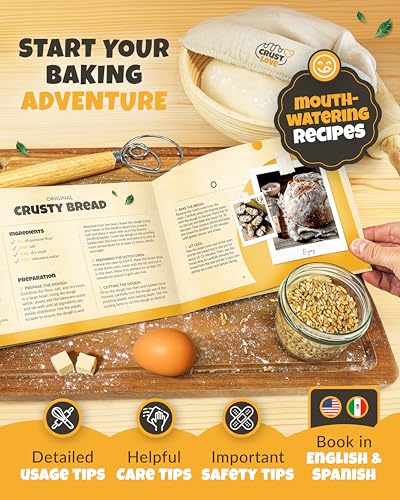 5 QT Enameled Dutch Oven for Bread Baking with Lid & Starter Kit (White / 5QT Dome)