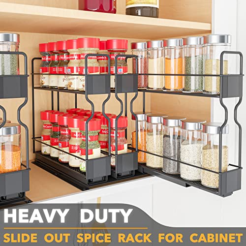 Pull Out Spice Rack Organizer (Three 2"W Drawers, 2 Tier)