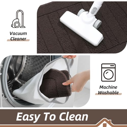 24x36 Inch Kitchen Rugs Non Slip Washable Kitchen Sink Rug (2' x 3' (Semicircular) / Brown)