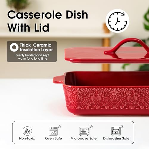 Casserole Dish with Lid (Red)