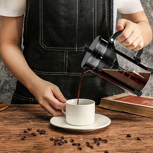 French Press Coffee Maker 304 Stainless Steel Coffee Press (Black / 12 oz)