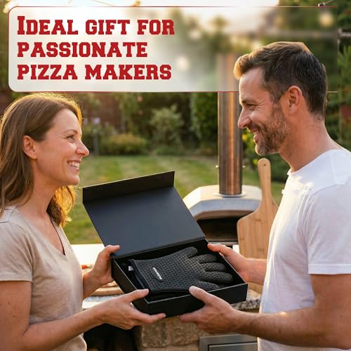 XL Silicone Pizza Oven Gloves Heat Resistant Oven Mitts (Prime Black / X-Large)