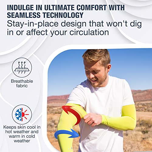 Cooling Arm Sleeves for Men & Women (1 Pair: Fluorescent Yellow / One Size)