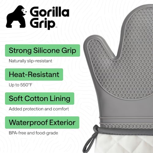 Silicone Oven Mitts (Gray / 14.5" Oven Mitts)