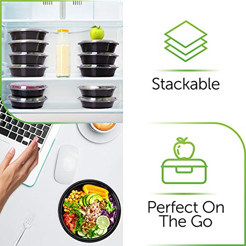 PrepNaturals 60 Pack Meal Prep Containers Reusable (60 Pack / Circular)
