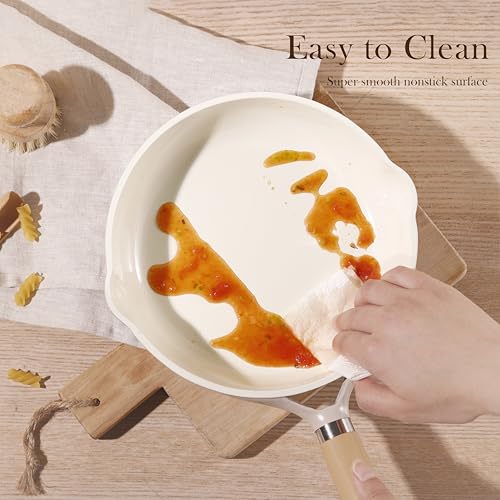 8" Ceramic Frying Pan with Lid (Taupe / 8 inch With Lid)