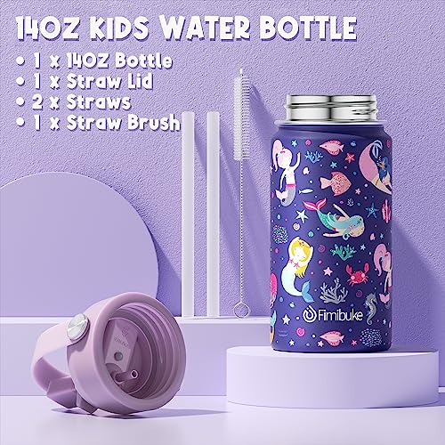 Kids Bento Lunch Box with Toddler Insulated Water Bottle Lunch Bag (A2. Mermaid)