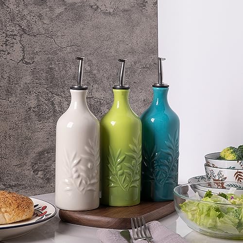 Sweejar Ceramic Olive Oil Dispenser Bottle (Gradient Green / 20 oz, Set of 1)