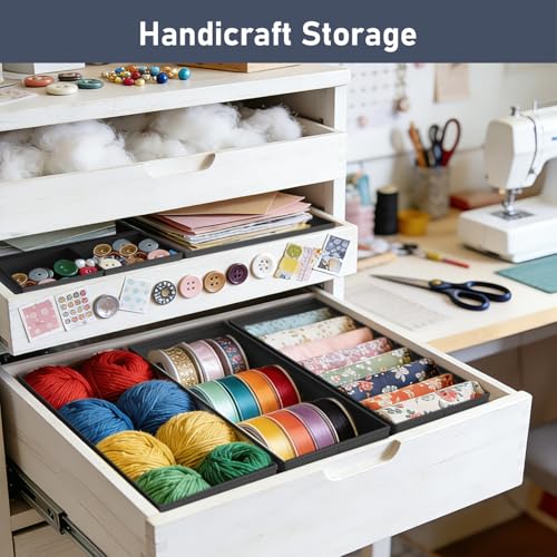 Drawer Organizer Clothes Storage (Black / 28 Pack)