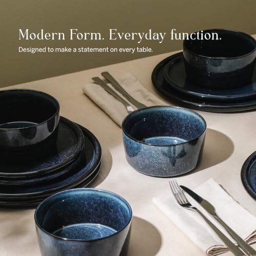 Eden 12 Piece Dinnerware Set Stoneware (Dark Blue / 12-Piece - Service for 4)