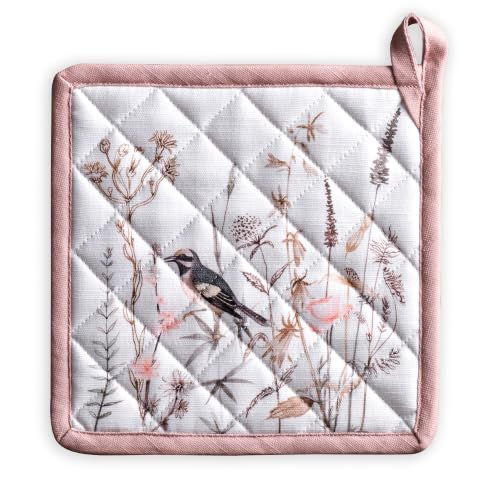 Pot Holders 100% Cotton Potholders (058 - Meadow Florals - Brown / 8" x 8" (Pot Holder Pack of 1))