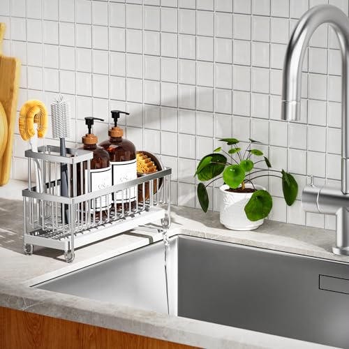 Sponge Holder for Kitchen Sink (Silver - 10.62″)