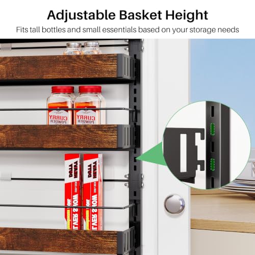 8 Tiers Wooden Over Door Organizer (Rustic Brown / 17" W x 6" D x 69" H)