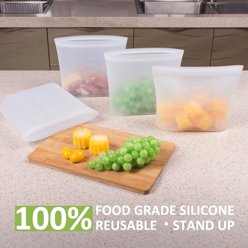 Large Reusable Food Bags 4 Pack (Translucent | Medium | 4 Pack)