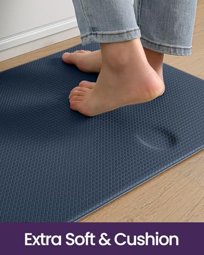 Kitchen Floor Mats Cushioned Anti Fatigue (Dark Blue / 94"l X 23"w X 0.4"th)