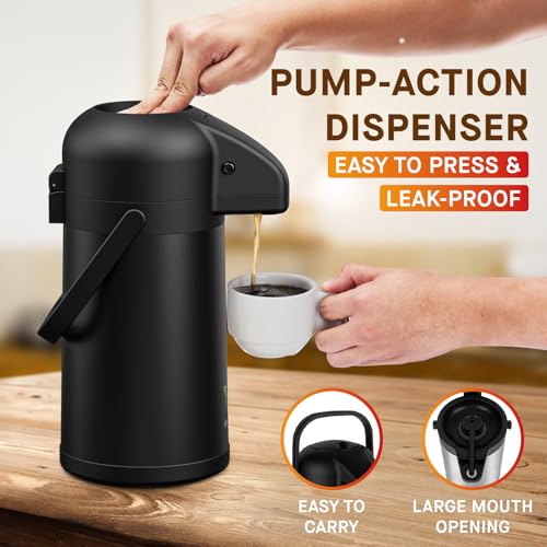 Airpot Coffee Carafe for Keeping Hot (64 Ounces / Black-1 Pack)