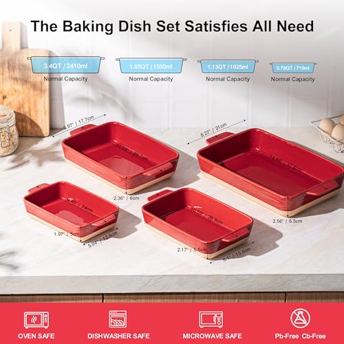 Casserole Dishes for Oven (Red Yellow)